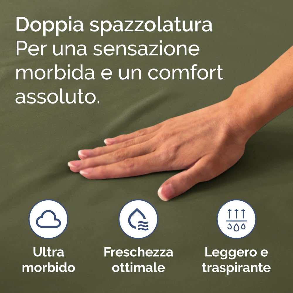 Lenzuolo con angoli 200x200cm - Extra profondo per materassi fino a 40cm (16") di altezza - Morbida microfibra spazzolata - Antipiega, resistente al restringimento e colori - OEKO-TEX - Verde salvia