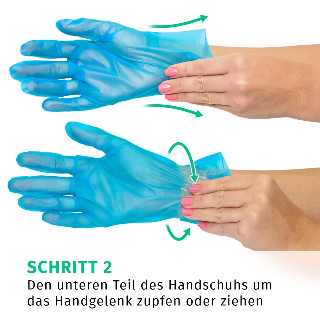 Guantes desechables de TPE sin polvo, color azul, talla l, 200 unidades por caja