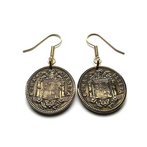 Miniatura 1 de 1953 Spain España 1 Peseta Spanish coin earrings escudo Español Madrid Barcelona Sevilla Málaga Córdoba Valencia Granada Zaragoza Toledo Cadiz