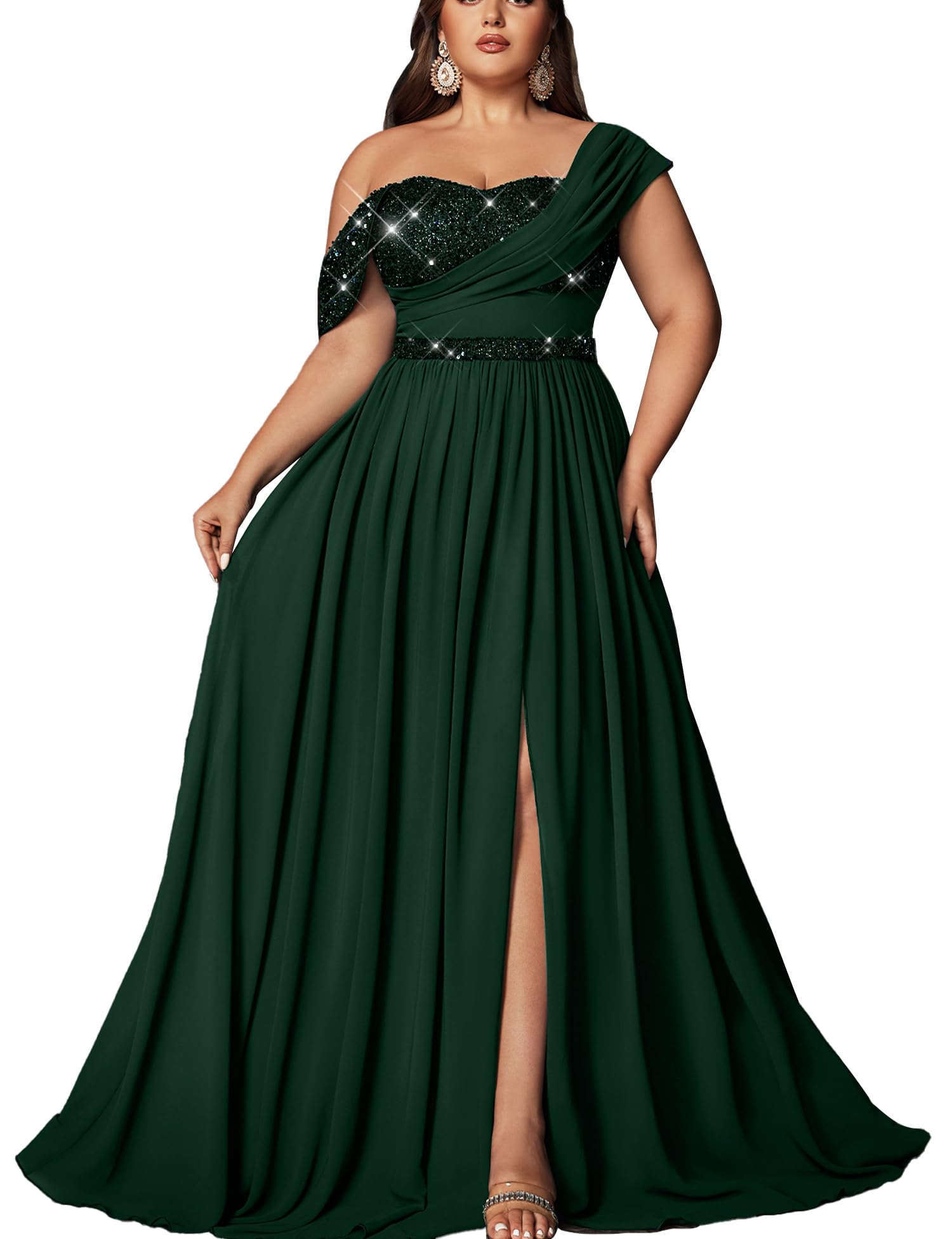 Women Plus Size Bridesmaid Dresses Sequin Summer Maxi Dress A Line Wedding Guest Prom Evening Party Cocktail Gown