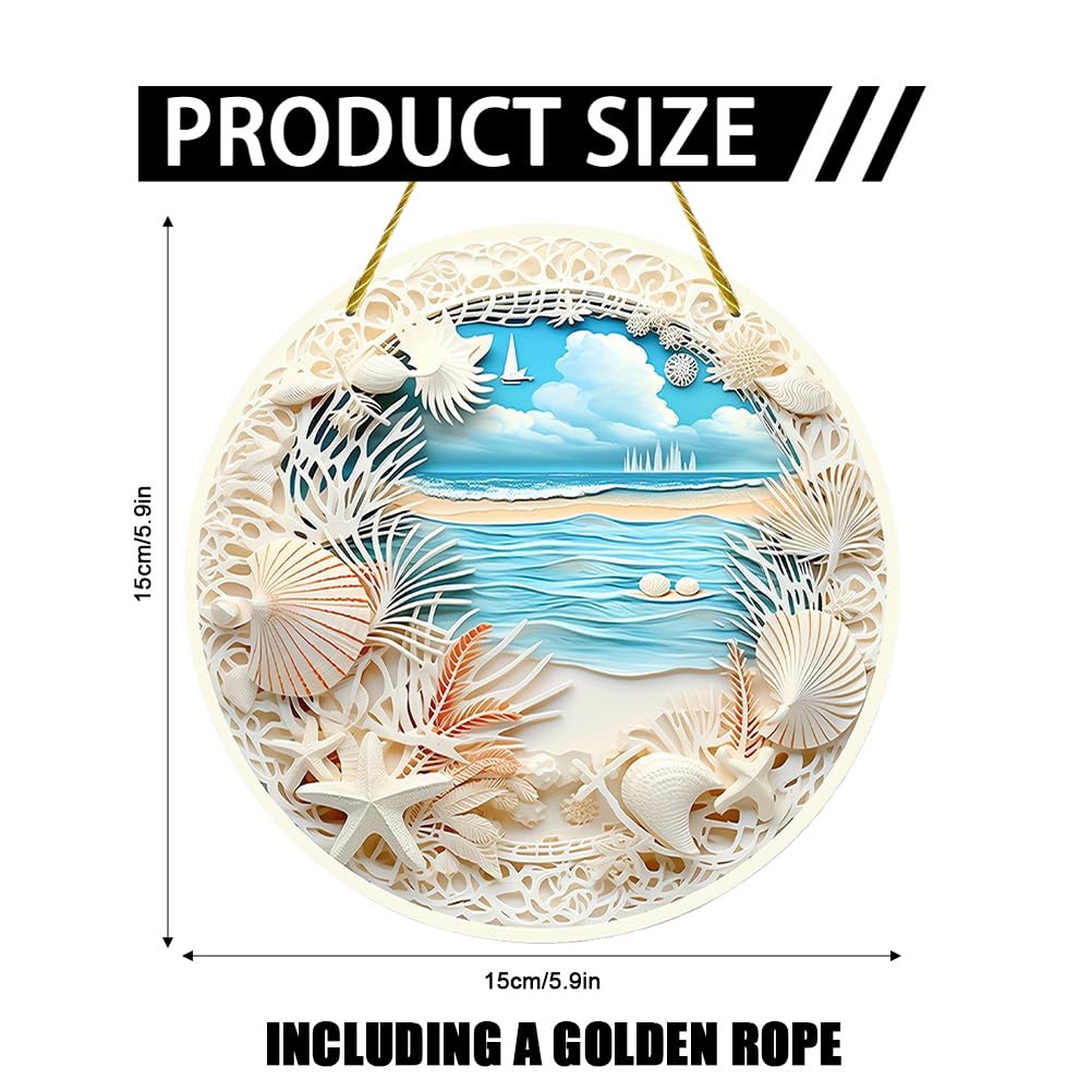 Ocean Wave Beach Ornament Acrylic Creative Ocean-themed Hanging Decoration Sun Catcher Beach Hanging Ornaments with lanyard Sea Window Hangings Decor for Bedroom drawing room Office (Style A) - Image 2