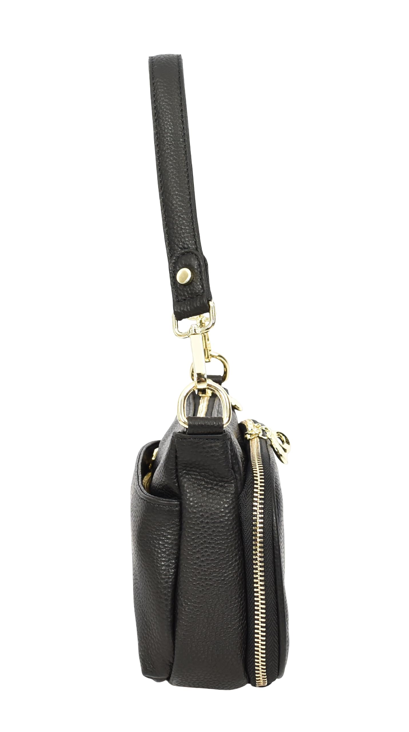 Borsa a tracolla da donna in vera pelle, multi scomparto con manico corto staccabile, Georgina