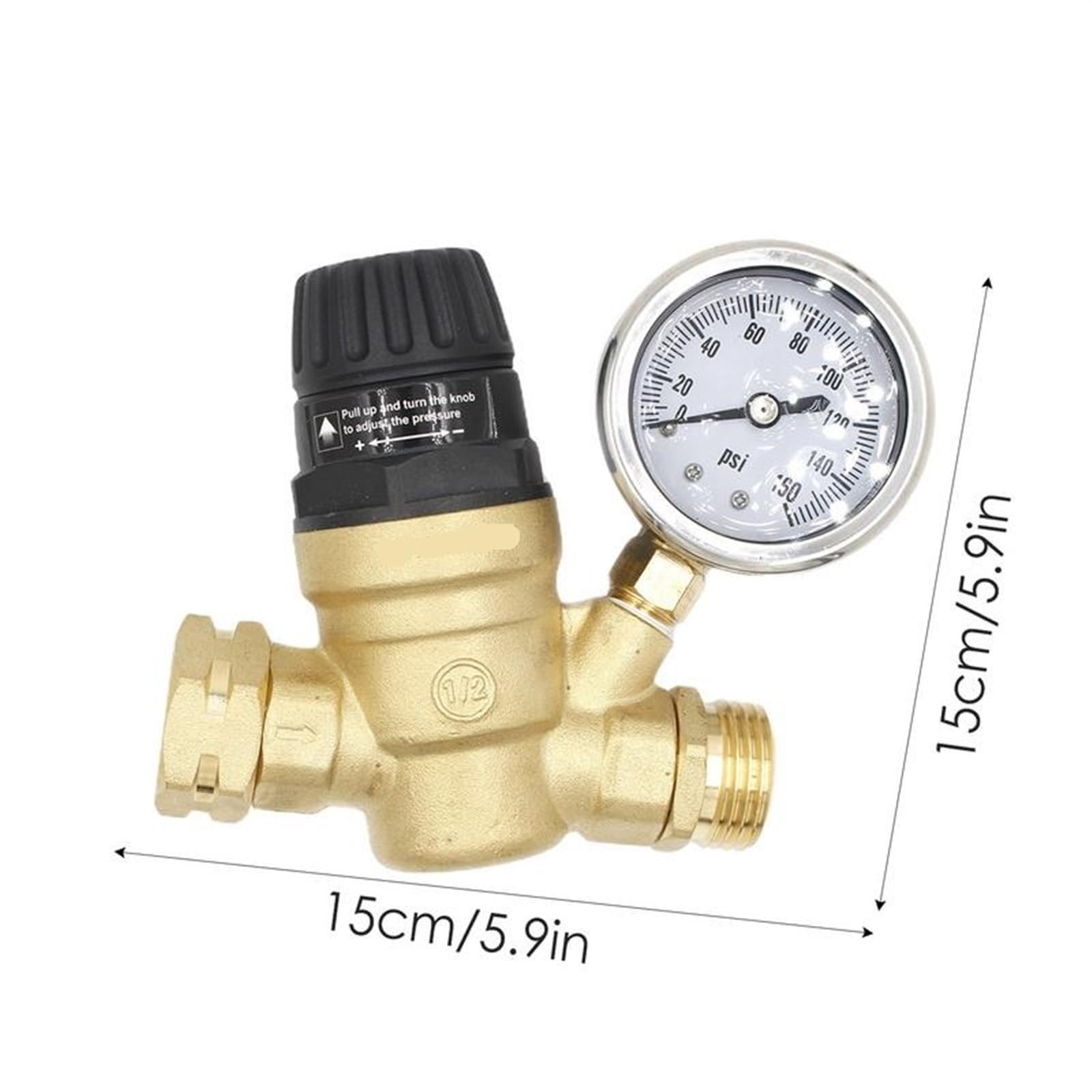 Riduttore di Pressione Acqua Riduttore di pressione dell'acqua Regolatore di pressione dell'acqua in ottone Maniglia regolabile Valvola di riduzione in ottone Regolatore di pressione dell'acqua per Pr
