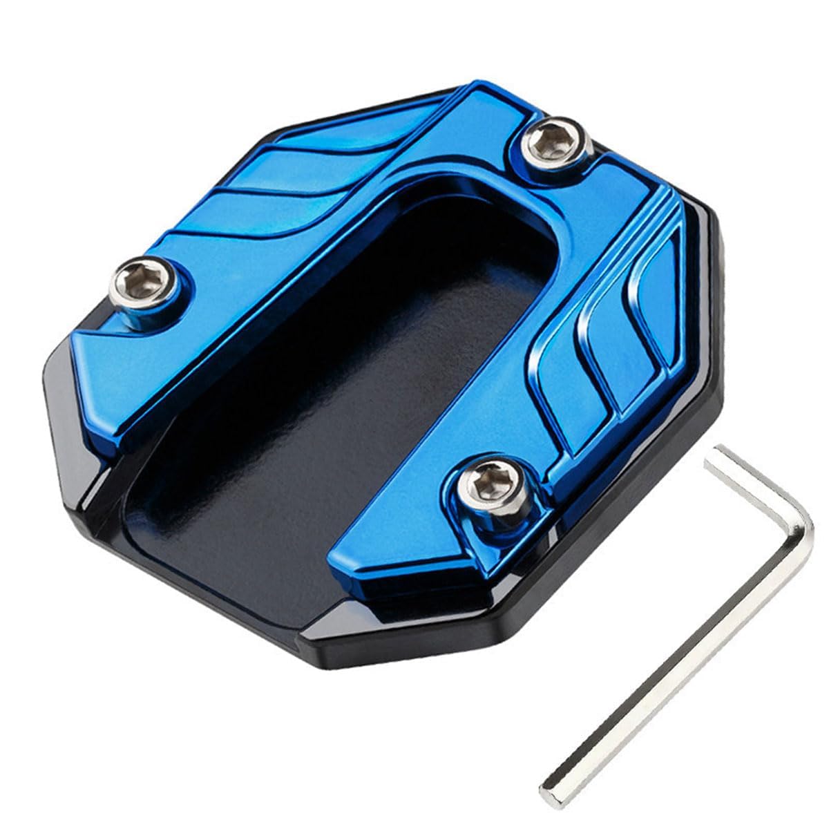 KYSCBNN Motorcycle Side Stand Extension Pad for Royal Enfield Meteor 350, Kickstand Foot Enlarger Plate Anti‑Slip Base Support for Parking Stability Aluminum,normal-D/Blue