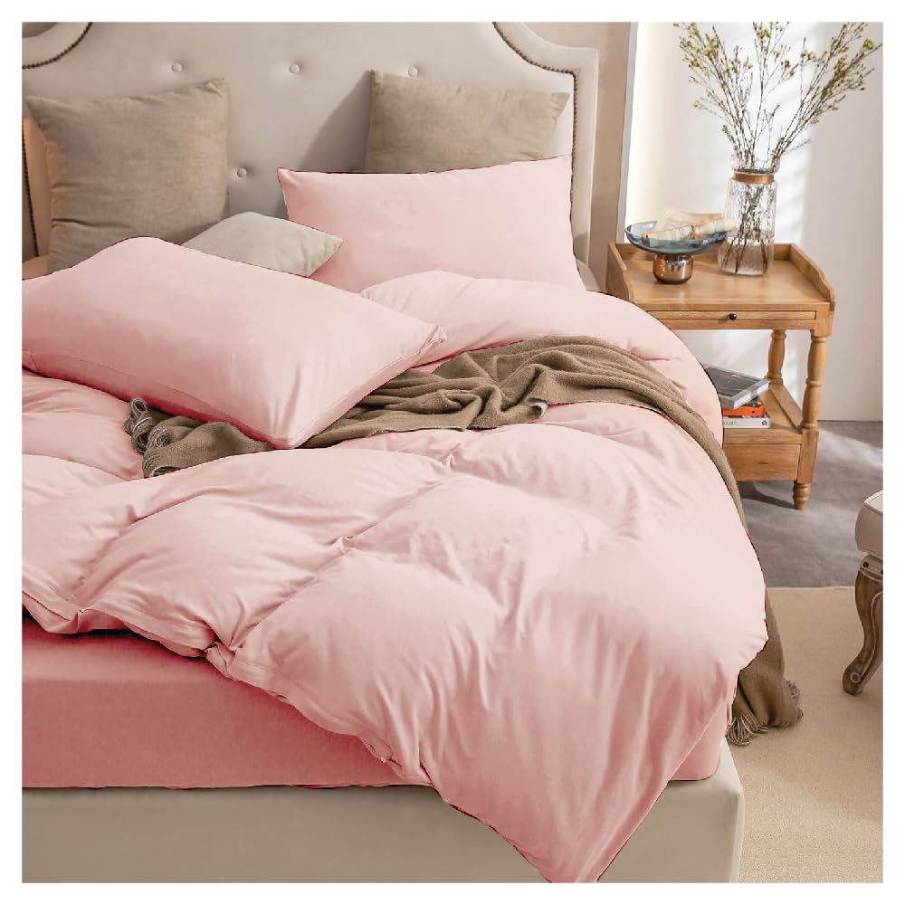 Ev Dekor Pink Duvet Cover Microfibre Bedding With Pillowcase (-King)