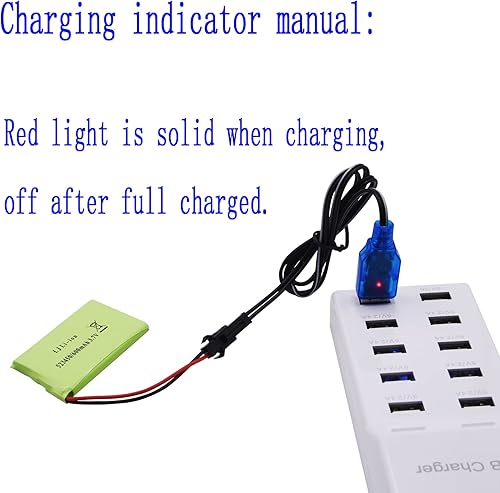 Miniatura 3 de Blomiky Paquete de 2 baterías recargables de litio de 3.7 V 600 mAh y 2 cables de carga USB compatibles con Fisca Control Remoto Robot Dog K9