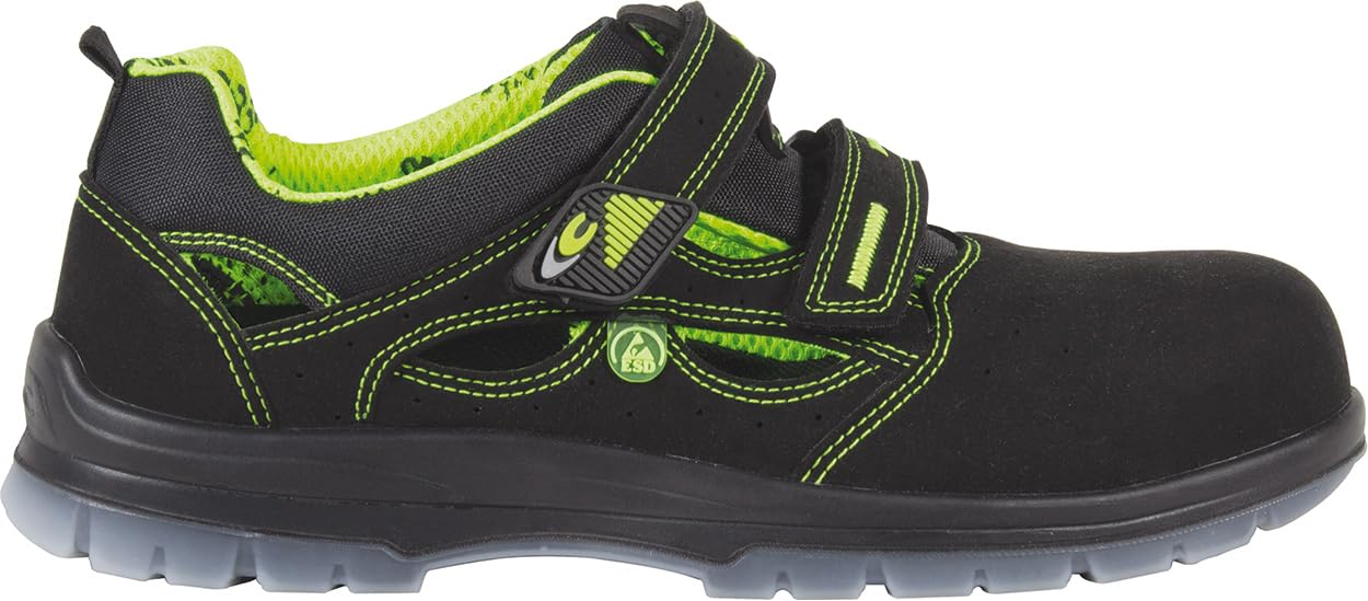 COFRA RIEMANN ESD S1PL FO SR 47 Größe 47 Sicherheits-Arbeitsschuh für Damen, Damen-Stiefelette aus schwarzem, wasserabweisendem Leder