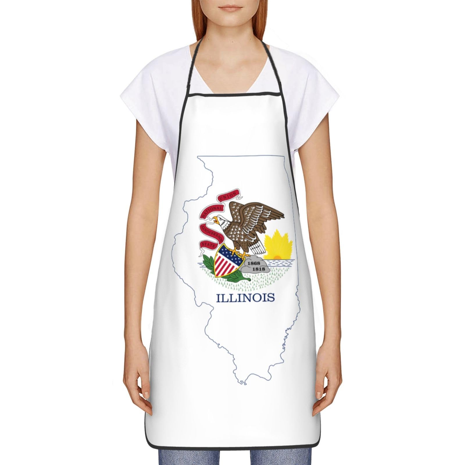 Tablier de cuisine unisexe avec emblème national de l'Illinois, doux et confortable pour homme et femme