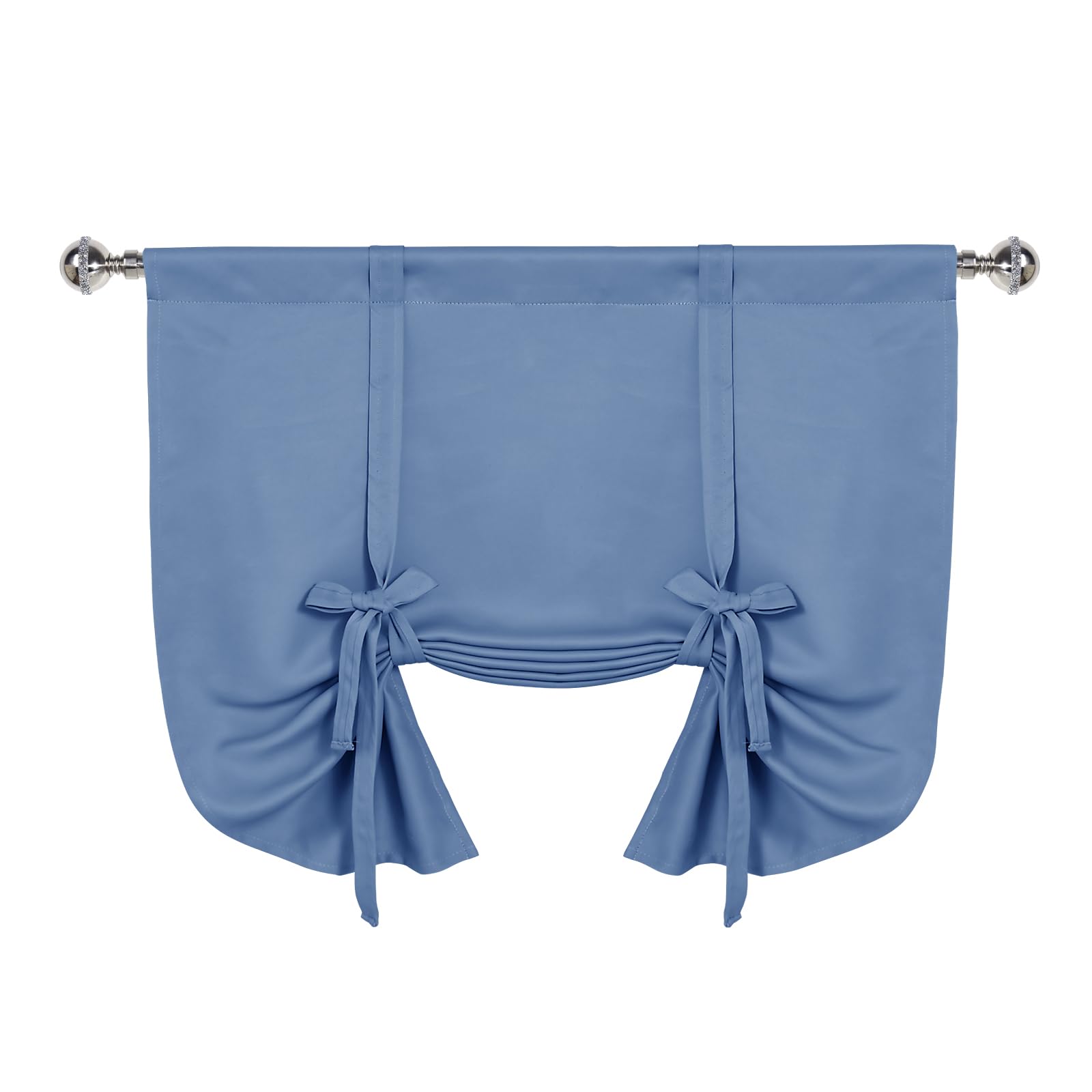 DWCN Rideaux occultants à nouer pour fenêtre à isolation thermique avec passe-tringle pour cuisine, bleu brume, 106,7 x 160 cm (l x L), 1 panneau