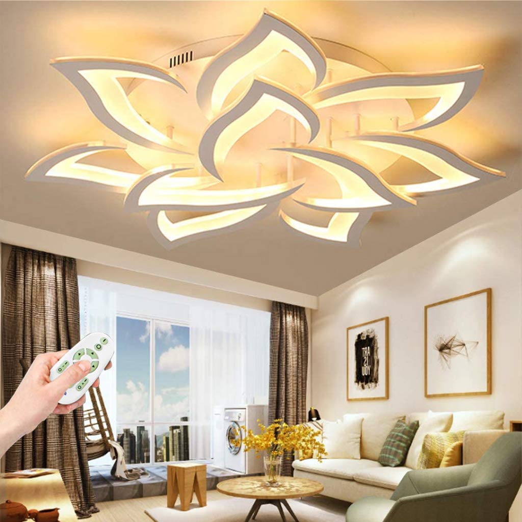 Living Room Lamp LED Dimmable Ceiling Light Modern Flower Ceiling Lamp with Remote Control 3000K-6000K Pendant Lamp Acrylic Lamp Dining Room Lamp Bedroom Lamp Room Hallway Decor Chandelier,10heads