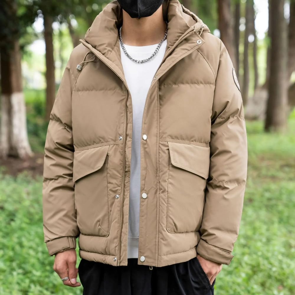 SWEPER Piumino da Uomo - Piumini Invernali da Uomo con Cappuccio Cappotto Caldo Resistente al Freddo Sciolto Casual Ispessito Giacca da Lavoro per Uomo Capispalla
