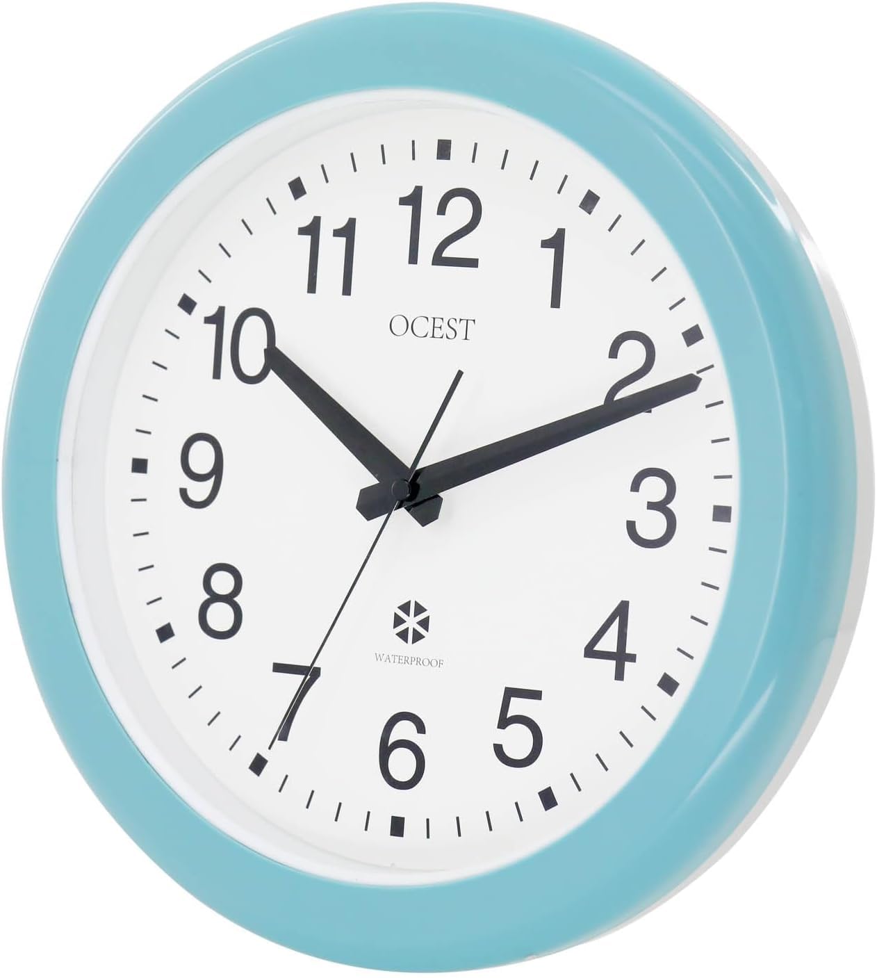 OCEST Orologio da parete impermeabile sigillato per interni ed esterni, grande orologio da parete impermeabile da 30.5 cm, silenzioso, non ticchettiato, veranda, giardino (blu)