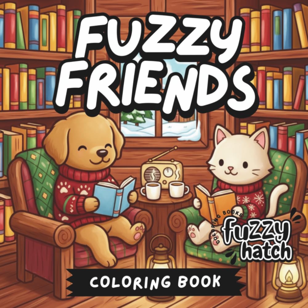Fuzzy Friends - A Bold and Easy Coloring Book: Simple and Cute Animals for Stress Relief and Relaxation | Cozy Bold Lines for Adults, Seniors and Teens
