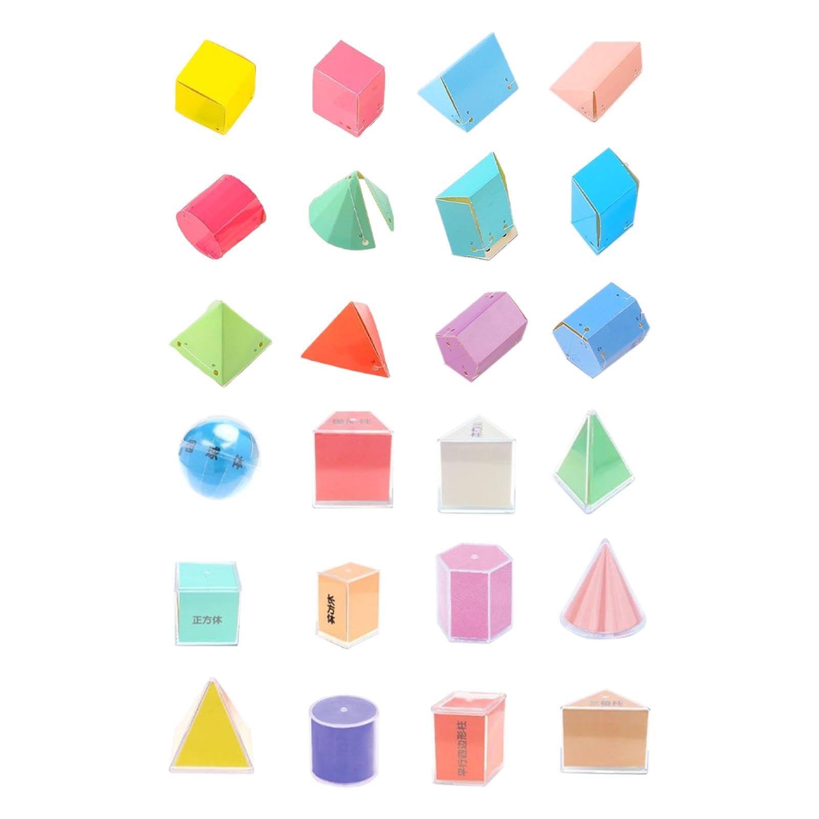 Oshhni Ensemble de 24 formes géométriques pour les mathématiques et la géométrie pour enfants, jouets éducatifs et en papier