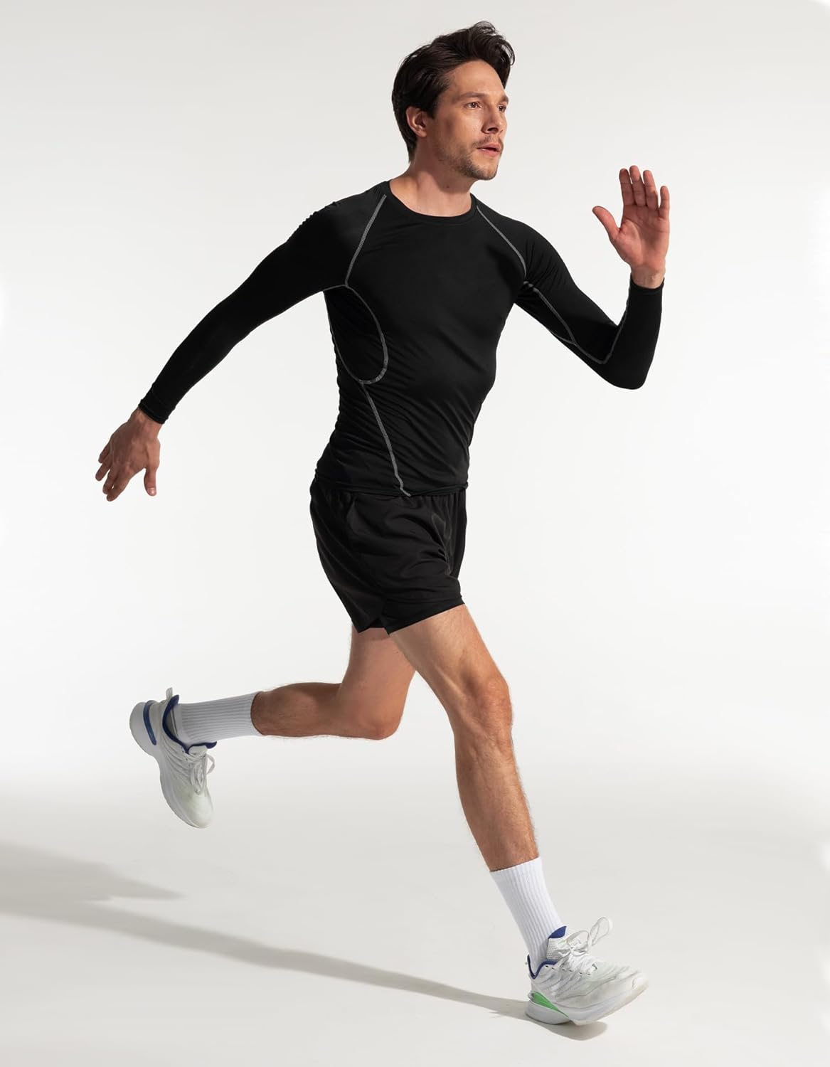 CLOSEMATE Mens Moisture-Wicking Athletic Cushioned Crew Socks 6 Pairs Cotton Comfy Running Training Sports - Image 2