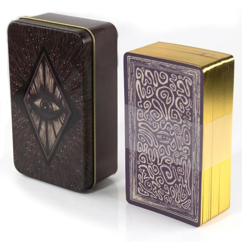 DUNGRANI ENTERPRISE Little Light Visions Oracle Tarot Card Game in A Tin A 78-Card Deck with Guidebook Gilded Golden (Limited Edition) 400 GSM Gold Core Cardstock for Adults, (Special Addition)