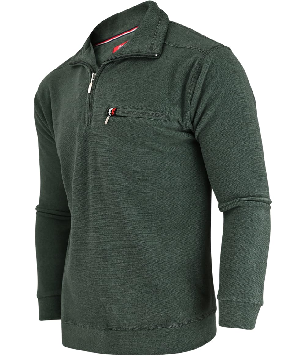 Soltice Herren Langarm Sweatshirt mit Brusttasche, Gestreifter Strickpullover mit Kragen, Meliert, Winter Baumwoll Poloshirt (M bis 3XL) - 4