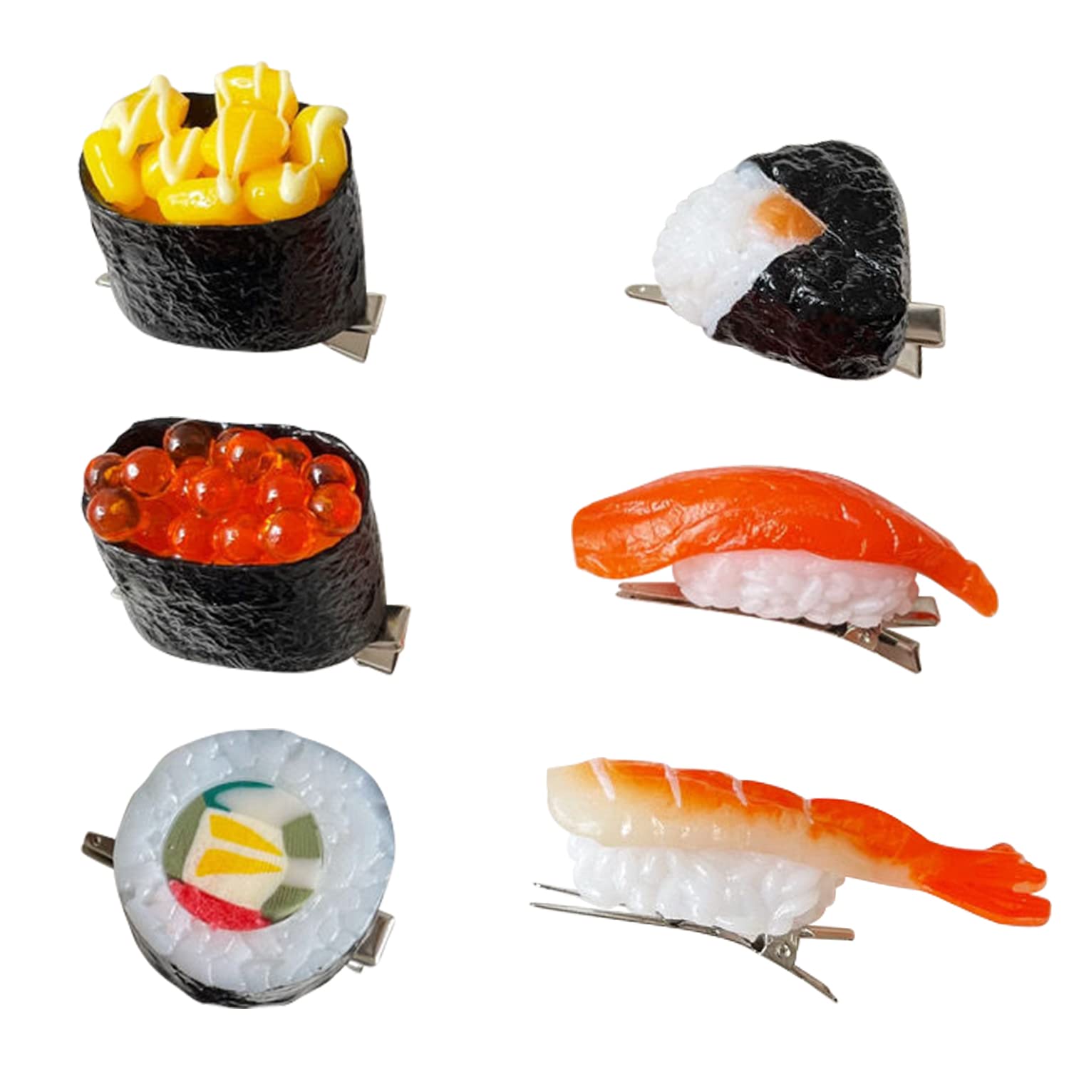 Amazon.co.jp: 6個 食品サンプル シミュレーション寿司 ヘアクリップ