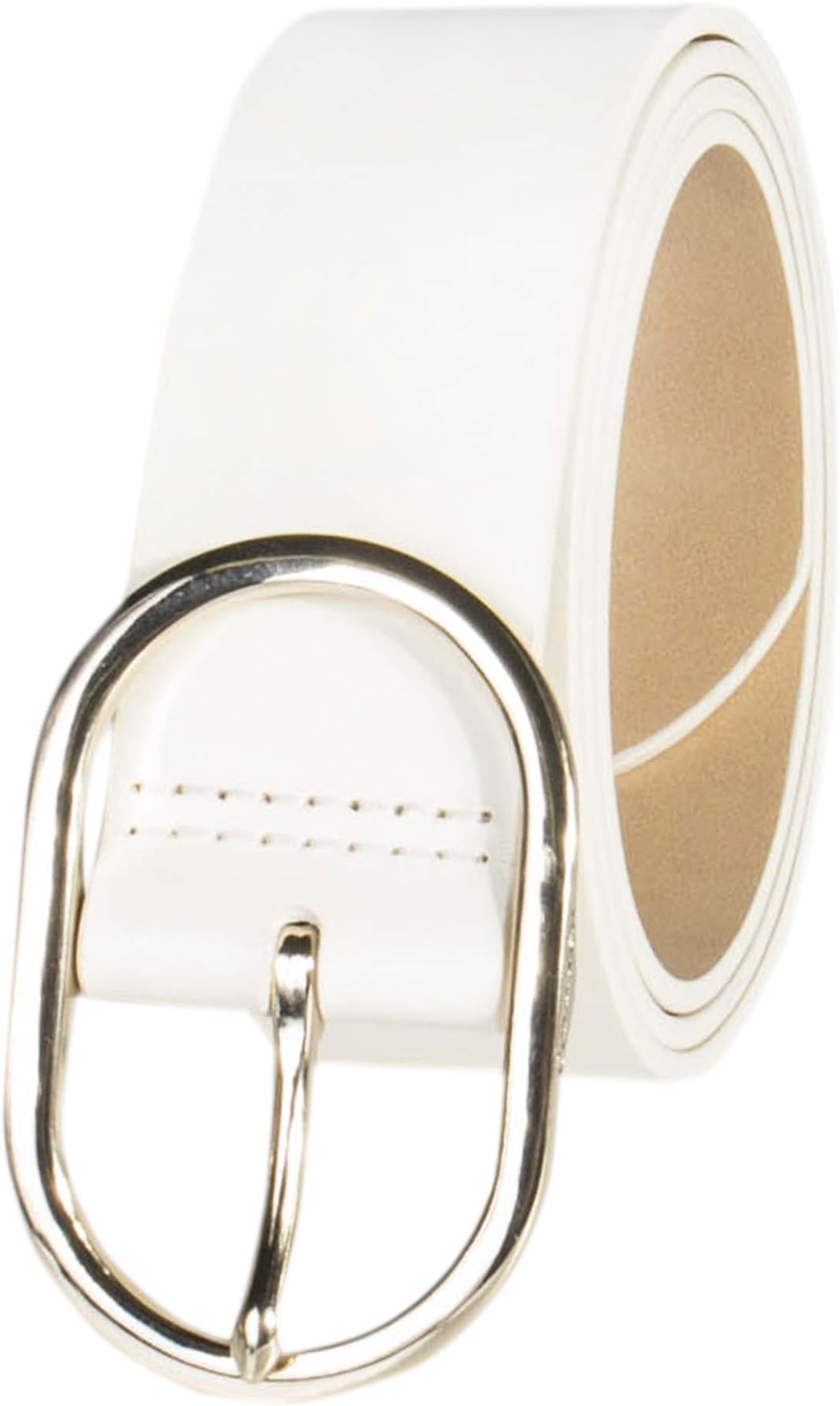 Calvin KleinWomen's Oval Center Bar Buckle Leather Fashion Belt for Trousers and Dresses
