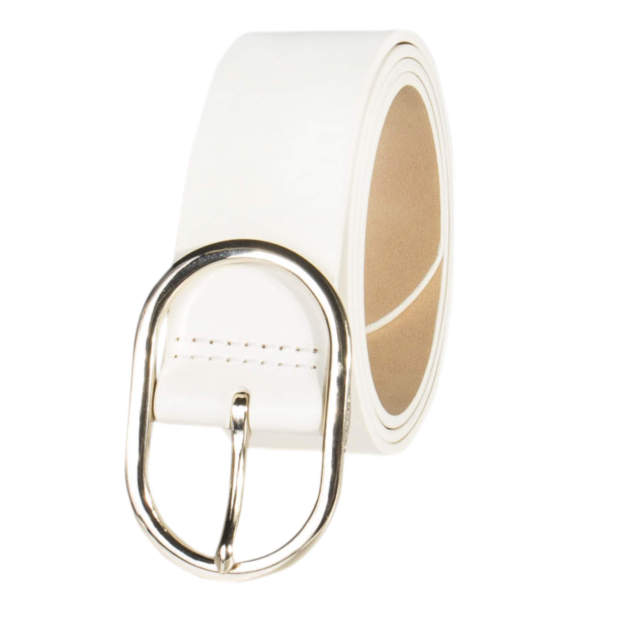 Calvin KleinWomen's Oval Center Bar Buckle Leather Fashion Belt for Trousers and Dresses