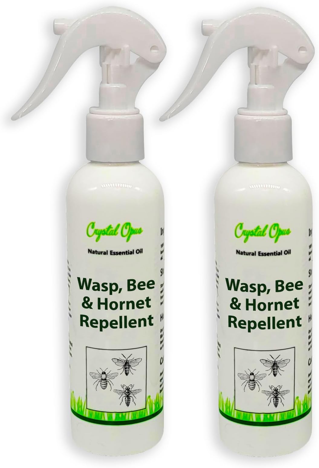 2 Pack Wasp, Bee & Hornet Repellent Spray. Tried & Tested Concentrated Blend of 8 Essential Oils. Natural, Humane, Economical, Ultra-Effective & Safe Deterrent. Home, Garden & Holiday.