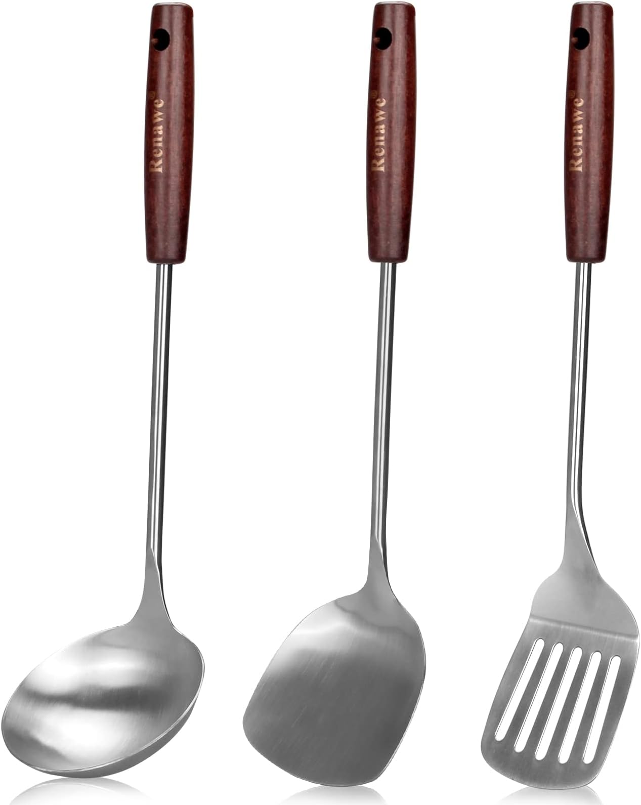 15 inch Large Cooking Spatula Turner Soup Ladle Stainless Steel Wok Spatula Set