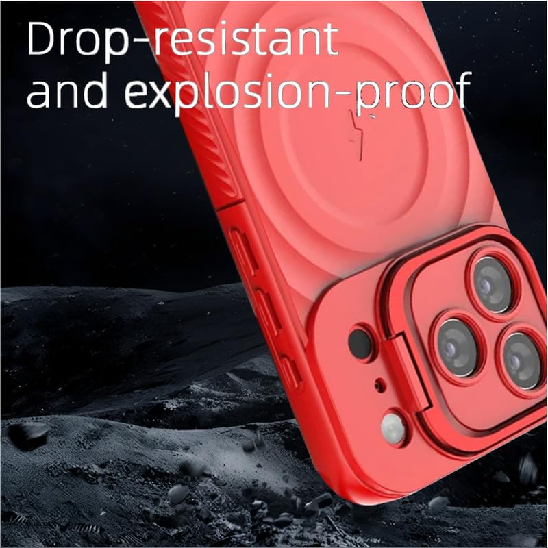 Image of LuxuryKase Shockproof Case for iPhone 17 Pro Max | Ripple Pattern | Camera Protection | Inner Velvet Fabric Lining | Protective Cover with Enhanced Grip & Wireless Charging Support - Red