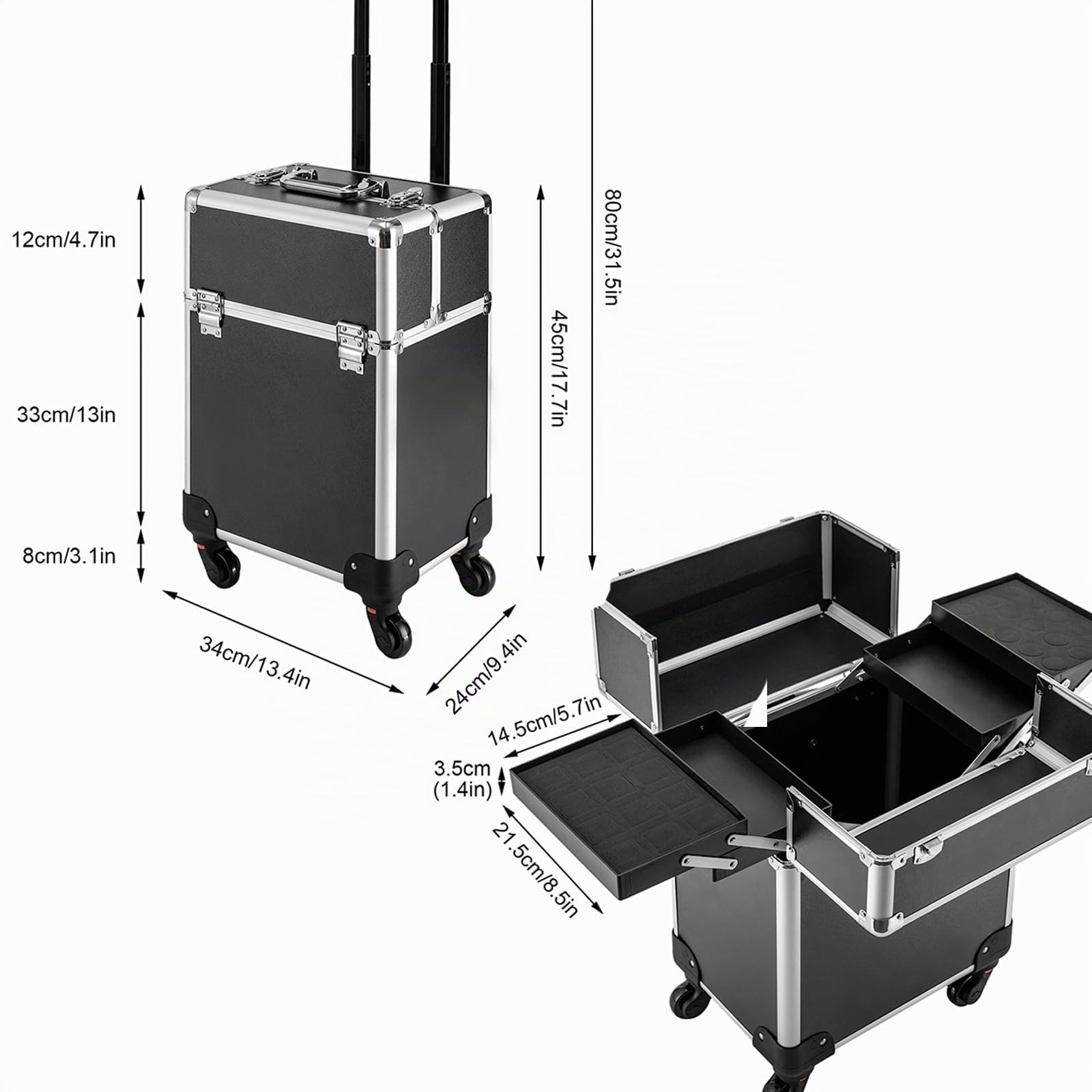 Trolley Kosmetikkoffer Friseurkoffer Multikoffer Schmuckkoffer Schminkkoffer Rollkoffer mit 4 Universalrollen