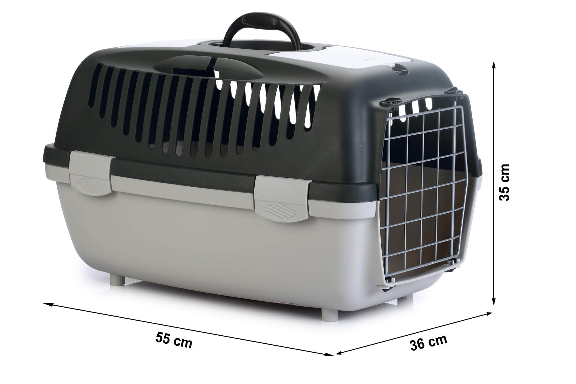 Gulliver 2, Transportbox, für Hunde und Katzen, dunkelgrau/grau, 55x36x35 cm