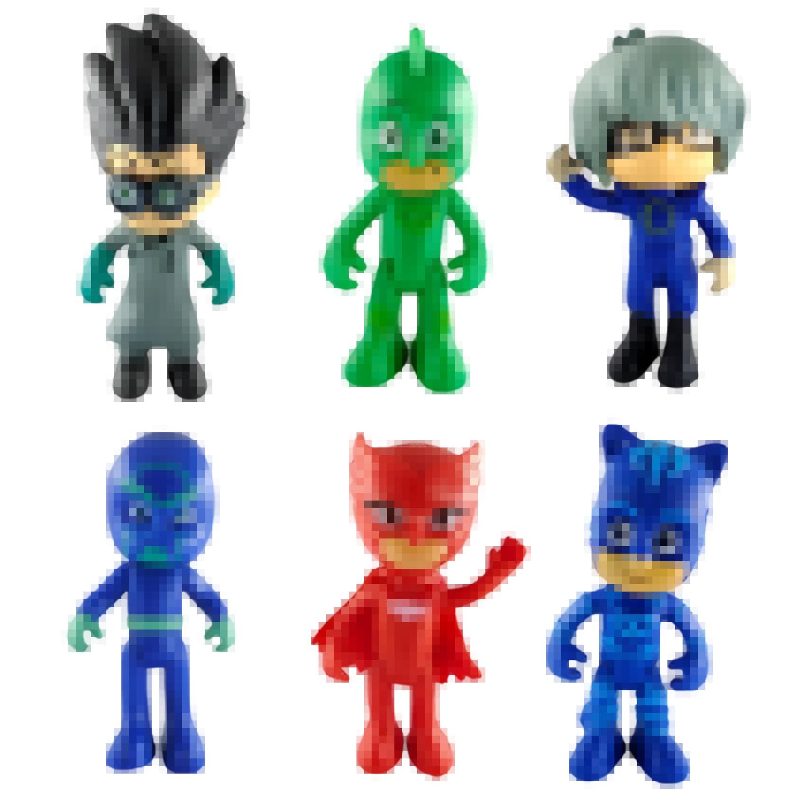 6 Piezas Pjamasks Juguetes, Set Figuras Pjamask, Figuras Decoración Tarta, Juguetes de Los Pjamasks, Figura de Anime para Decorar Tartas de Cumpleaños o Fiestas Temáticas