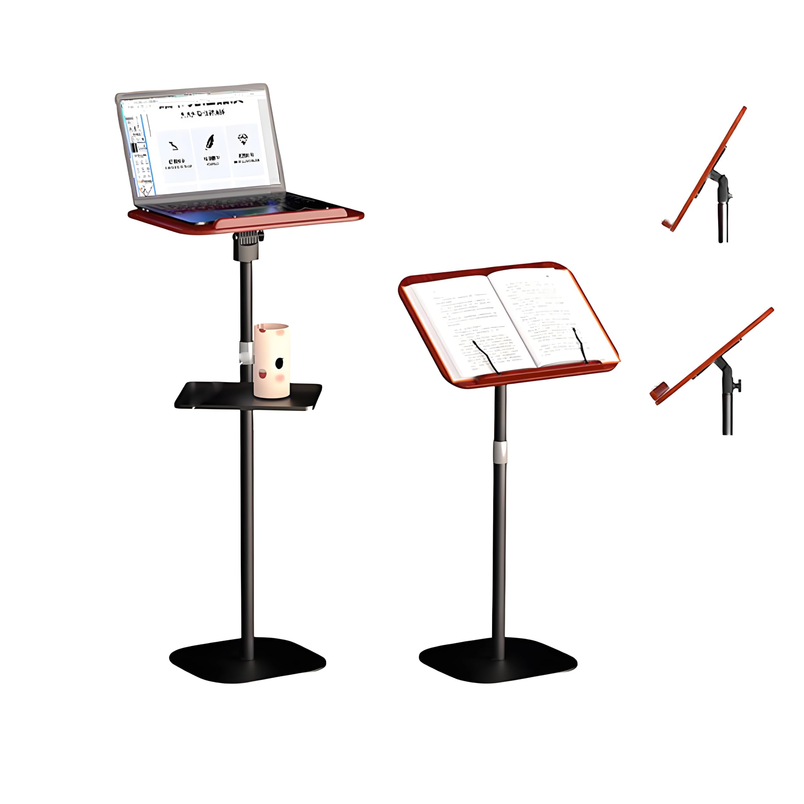 Leggio Musicale Professionale e Leggio per Libri Regolabile - Supporto Proiettore da Terra con Vassoio Rimovibile - Supporto PC Portatile Altezza 69-103cm per Casa Ufficio e Aula - Nero