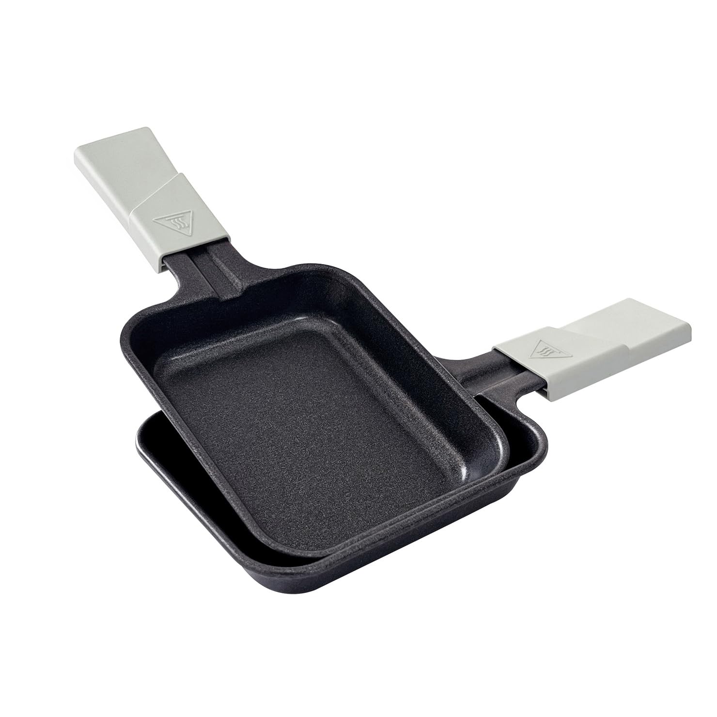 LAGRANGE Set of 2 Rectangular Raclette Frying Pans, Grey Handle