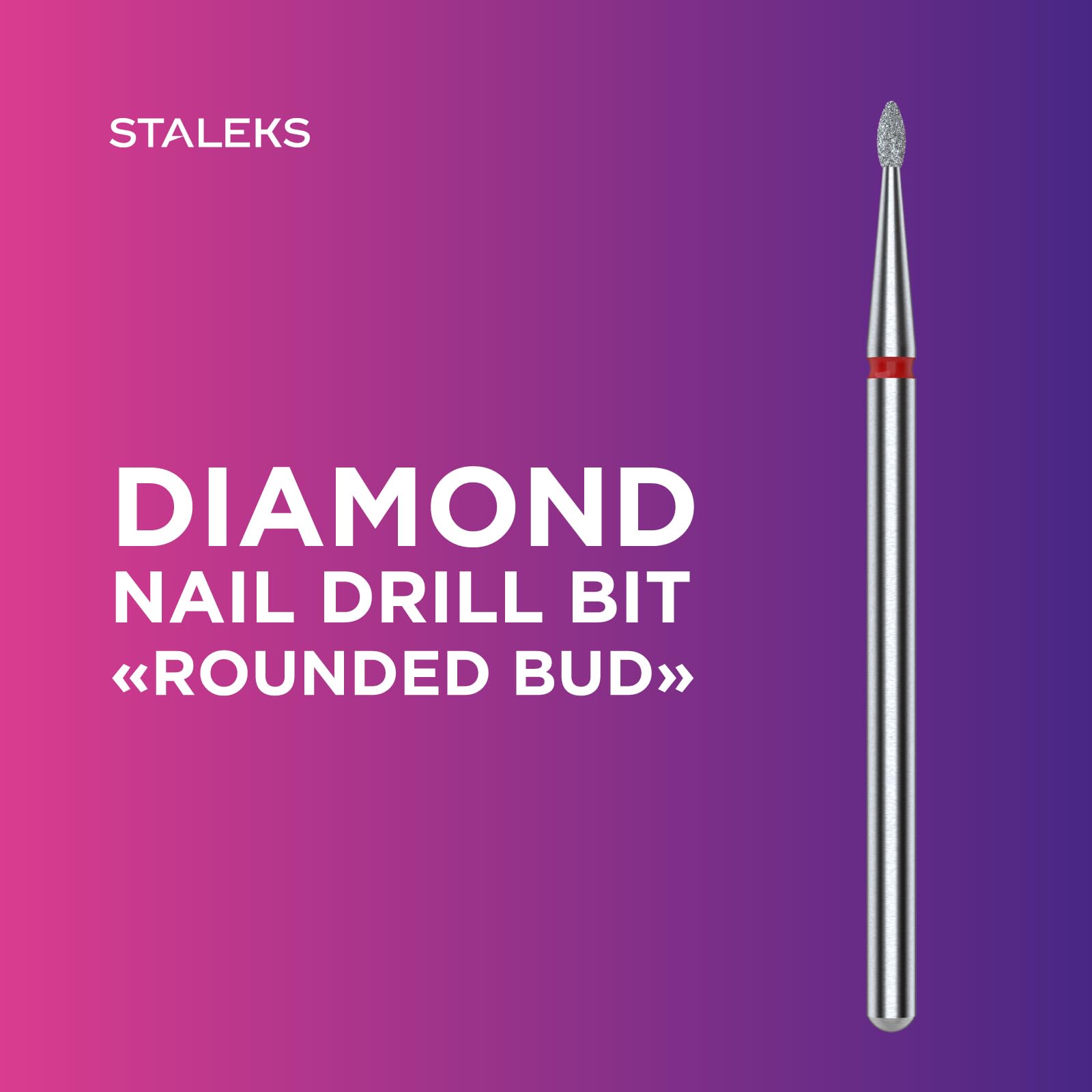 STALEKS PRO - Punta diamantada - Ríbulo redondeado (anillo rojo) I Juego de fresa de uñas I Kit de lijado para lijadoras eléctricas I Punta para manicura y pedicura compatibles (FA50R012/3)