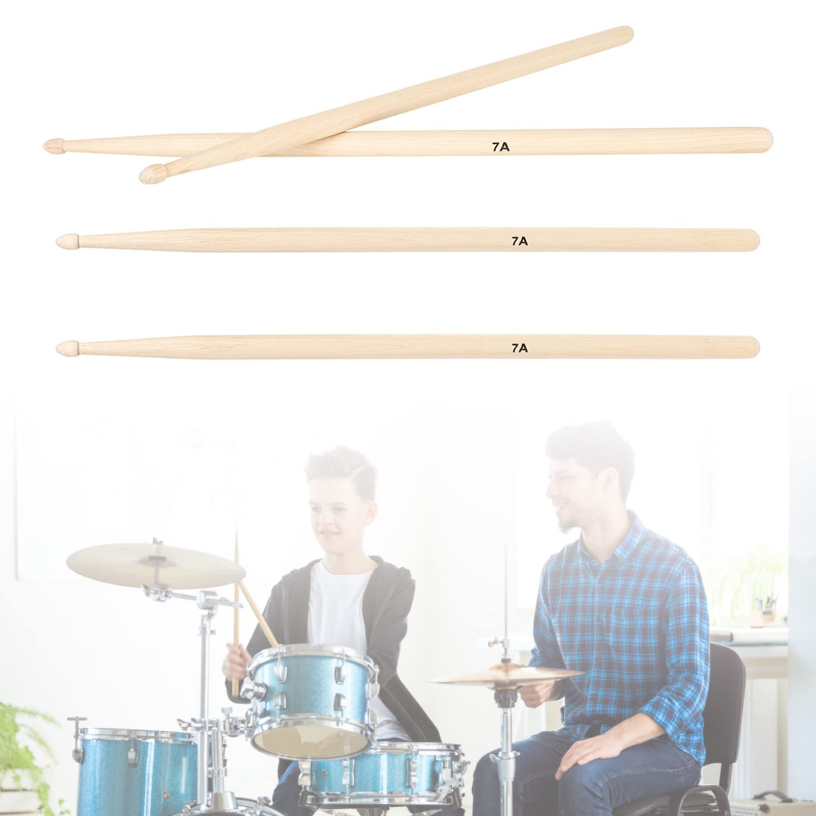 Classic-7A Drumsticks Ahorn Drumsticks, Holz Drumsticks Set, gleichbleibendes Gewicht und Tonhöhe, 12 Paar ovales Top Set mit Tasche