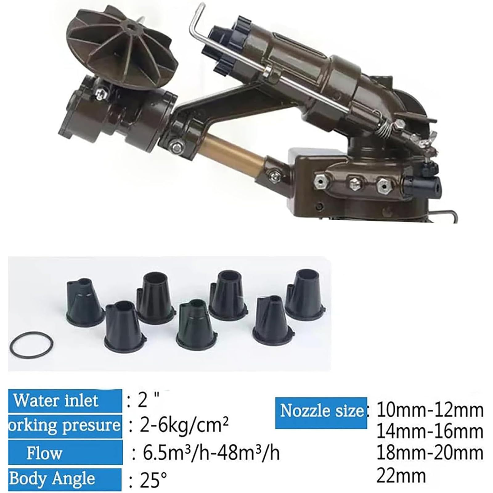 KEhtu Pistola Rociadora De Riego, Pistola Aspersora Giratoria Automática De 360 ​​​​° con Kit De Boquilla, Mini Aspersor De Pistola De Impacto, Adecuada para Tierras De Cultivo De Maíz Y Trigo