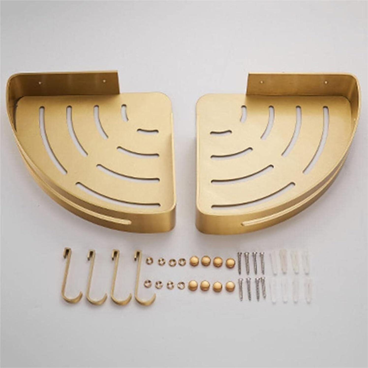 Mensola Bagno Mensole Doccia A Parete con Cestello Senza Foratura in Alluminio Scaffale Doccia(Gold1,2pcs)