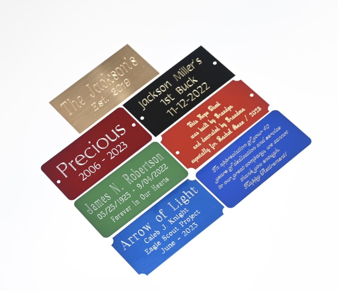 Generic Custom Personalized Engraved Brass/Aluminum Name Plate Plaque Art Label Tag Gift Urn Fantasy Trophy 2x4 / 2x6 / 3x6 inch, Gold