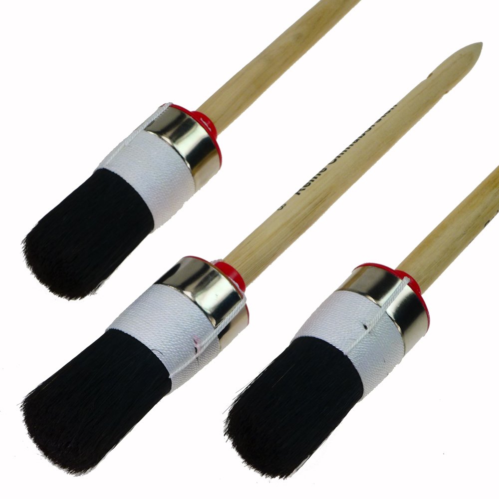 ROTIX - 93814 Lot de 3 pinceaux ronds professionnels Ø 35 mm Taille 8 Poils noirs