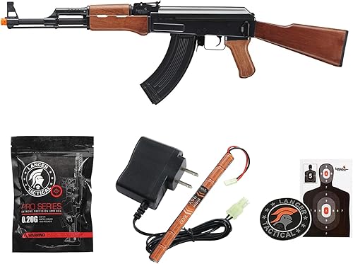 Miniatura 1 de Lancer Tactical Gen 2 Airsoft Full Metal AK-47 Airsoft LT-728-G2 AEG Rifle con batería y cargador 400 FPS-Madera