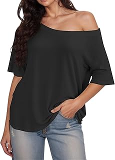 Camiseta de manga larga de gran tamaño, cuello redondo, camiseta de manga larga, jersey básico, túnica, camiseta para mujer, corte holgado, manga corta, camiseta de gran tamaño