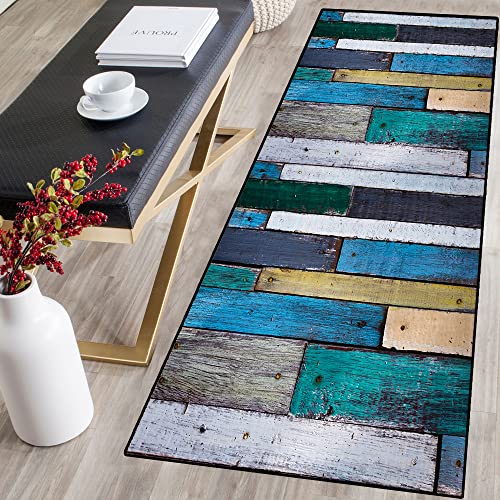Tapete geométrico antideslizante – Tapón de suciedad para entrada, cocina, pasillo, sala de estar, dormitorio y pasillo, tapete duradero y elegante