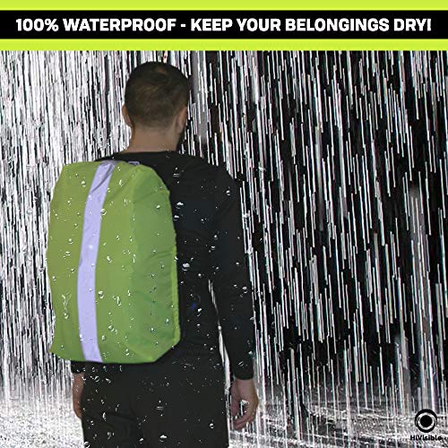 HiVisible Reflective Backpack Rain Cover - Waterproof Backpack Cover Rainproof for 10-30L