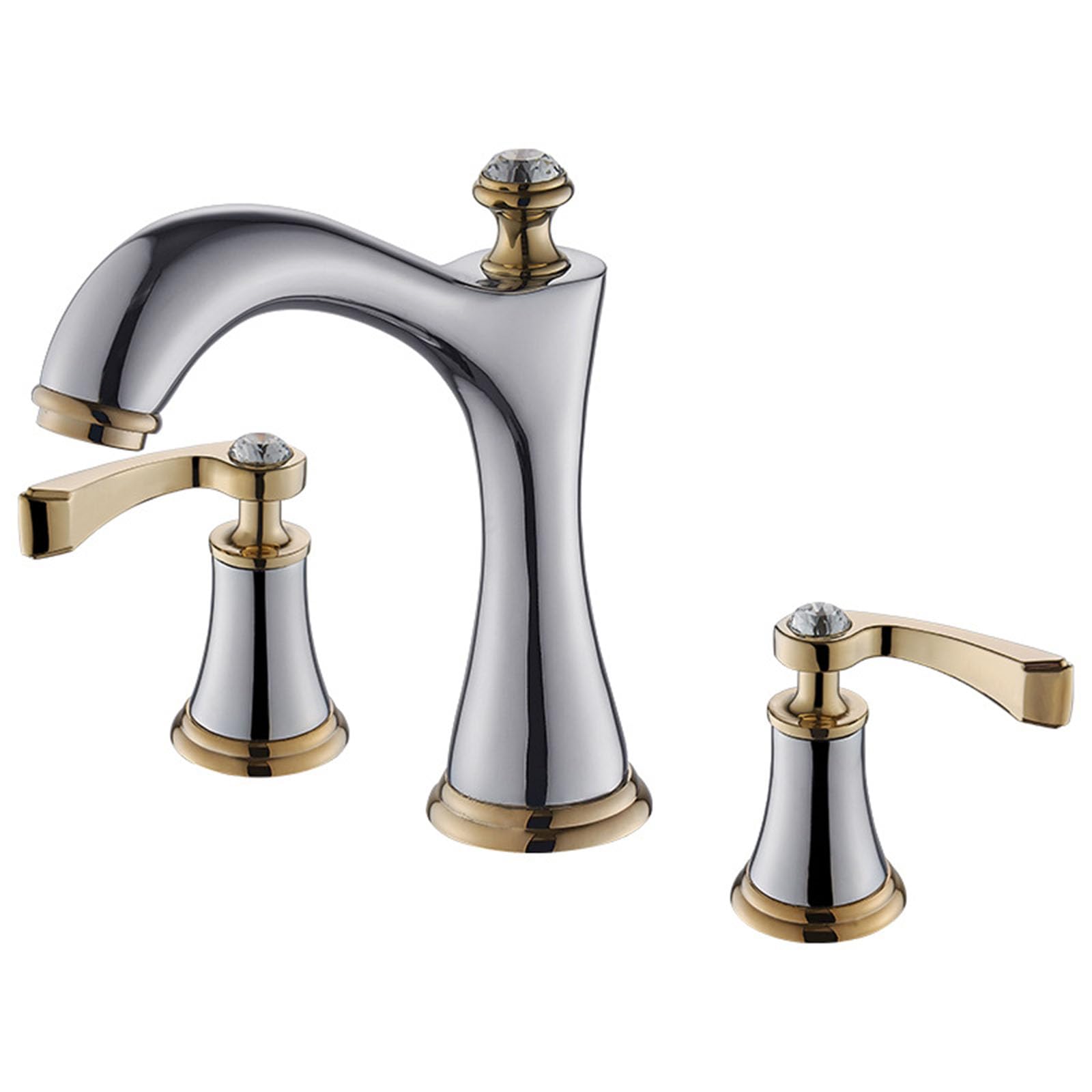 Grifo de lavabo de latón mezclador de baño con doble manija fría y caliente de 3 orificios