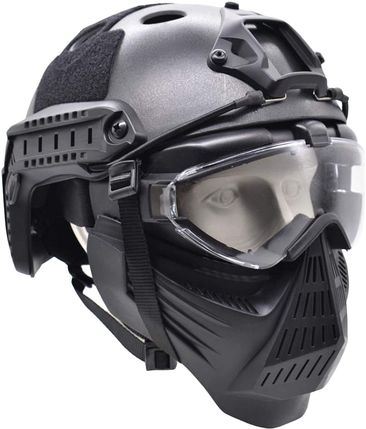 Casco Protector táctico Airsoft de Cara Completa con máscara de Gafas, se Aplica al Juego de Supervivencia CS Paintball Role-Playing