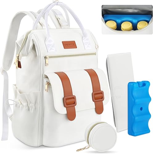 Miniatura 1 de PIIOSER Mochila para pañales con bolsa de hielo, gran capacidad e impermeable, mochila de viaje para bebés para mamás papás, bolsa térmica para bebé