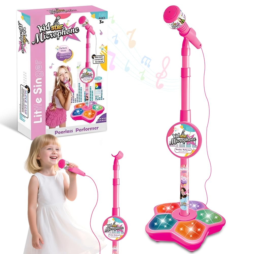 SGZIOO Kids Microphone and Stand, Adjustable Microphone Stand for Kids