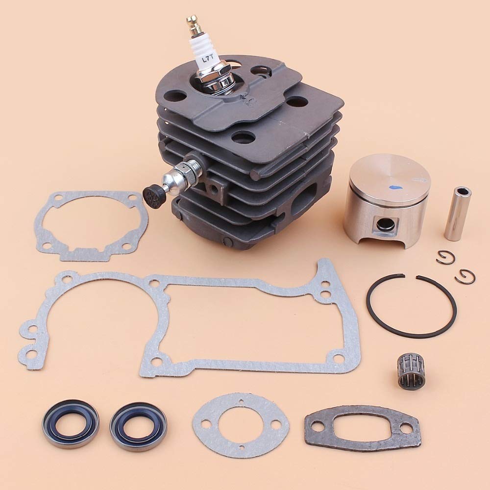 Tiempo Beixi Sello de Aceite del Cilindro de pistón de 46 mm válvula de descompresión de Juntas Kit Compatible con Husqvarna 55, 55 Ranchero, 51 Motosierra Motor Motor Parts