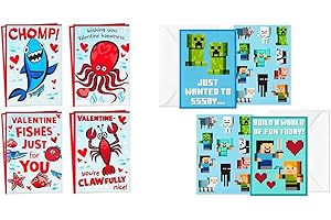 Hallmark Valentine Cards for Kids School: Minecraft Valentines Cards with Stickers
