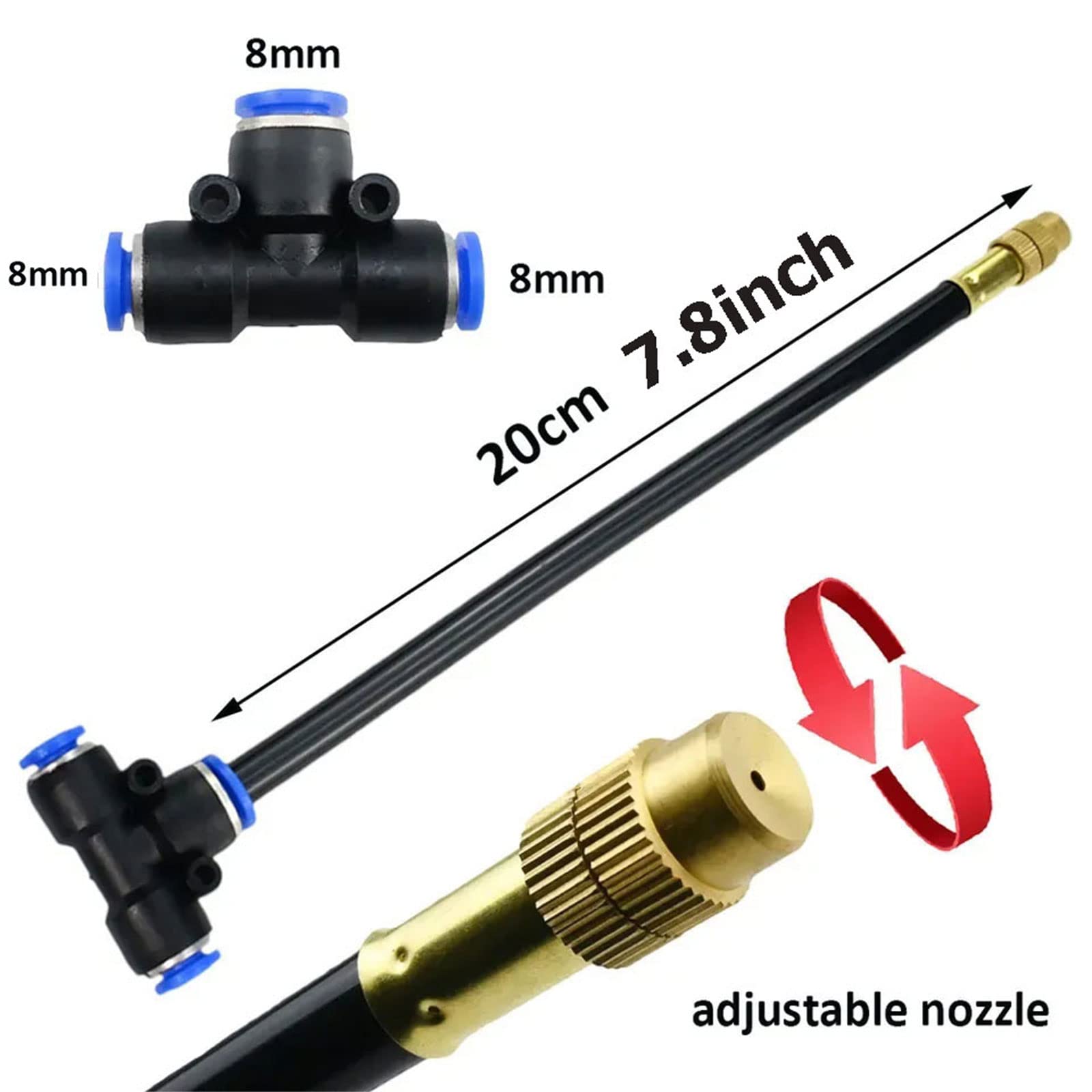 Zestaw systemu nawadniania kropelkowego, Zestaw do chłodzenia zamgławiającego na zewnątrz z regulowanymi dyszami Filtr liniowy Patio Mister Drip 5-60m(5m tube+5 nozzles)