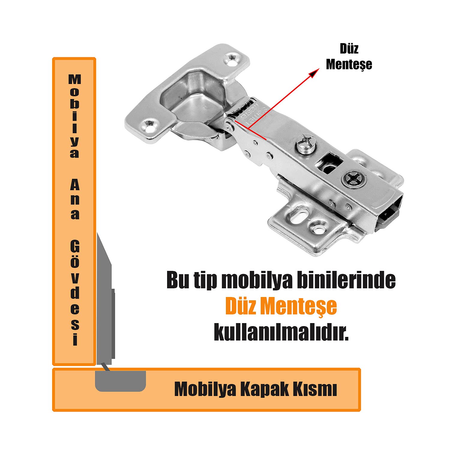 Samet 1 ÇİFT Master Frenli Dolap Kapak Menteşesi Pistonlu Düz Tas Menteşe